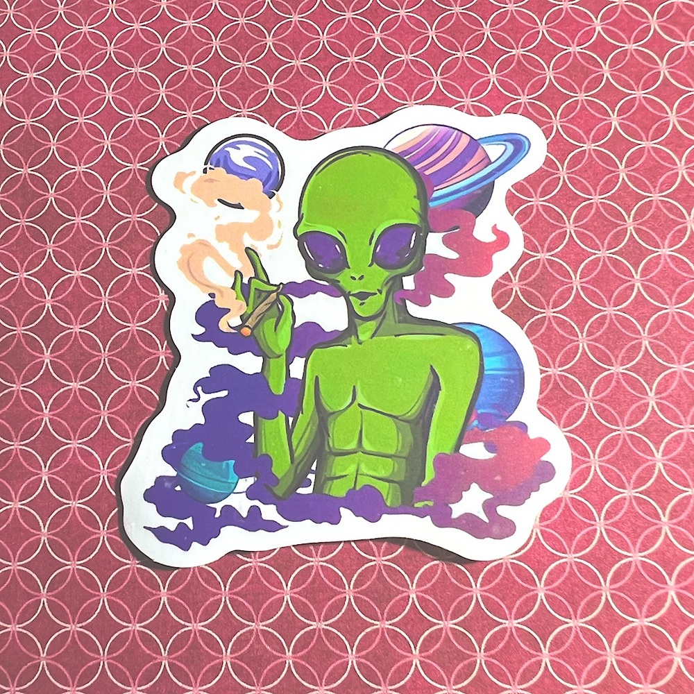 FAR OUT MAN  Alien ET EBE Traveler Star Person Space People Single Sticker NEW